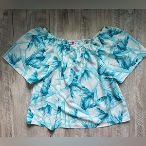 Buddy Love Off The Shoulder Floral Top Size Small Blue/White